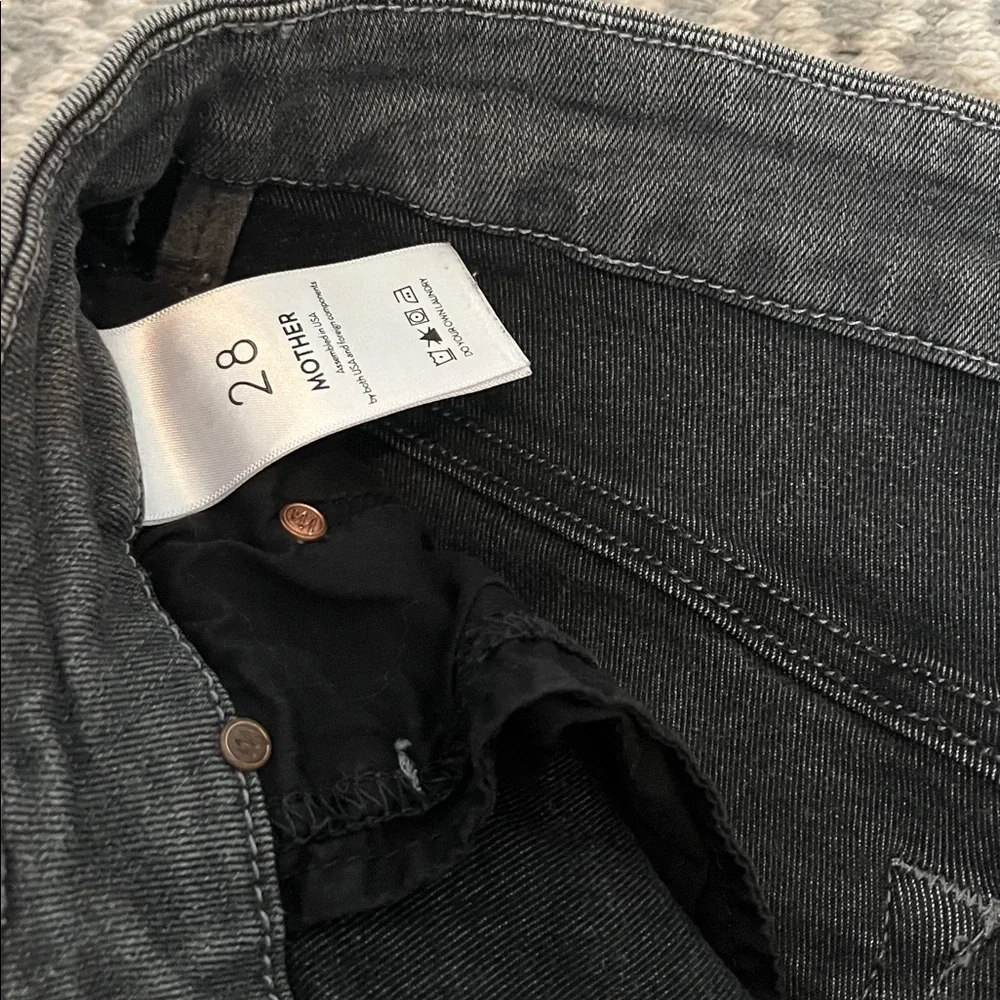 MOTHER High Waisted Looker Jeans Supermoon Grey Gray